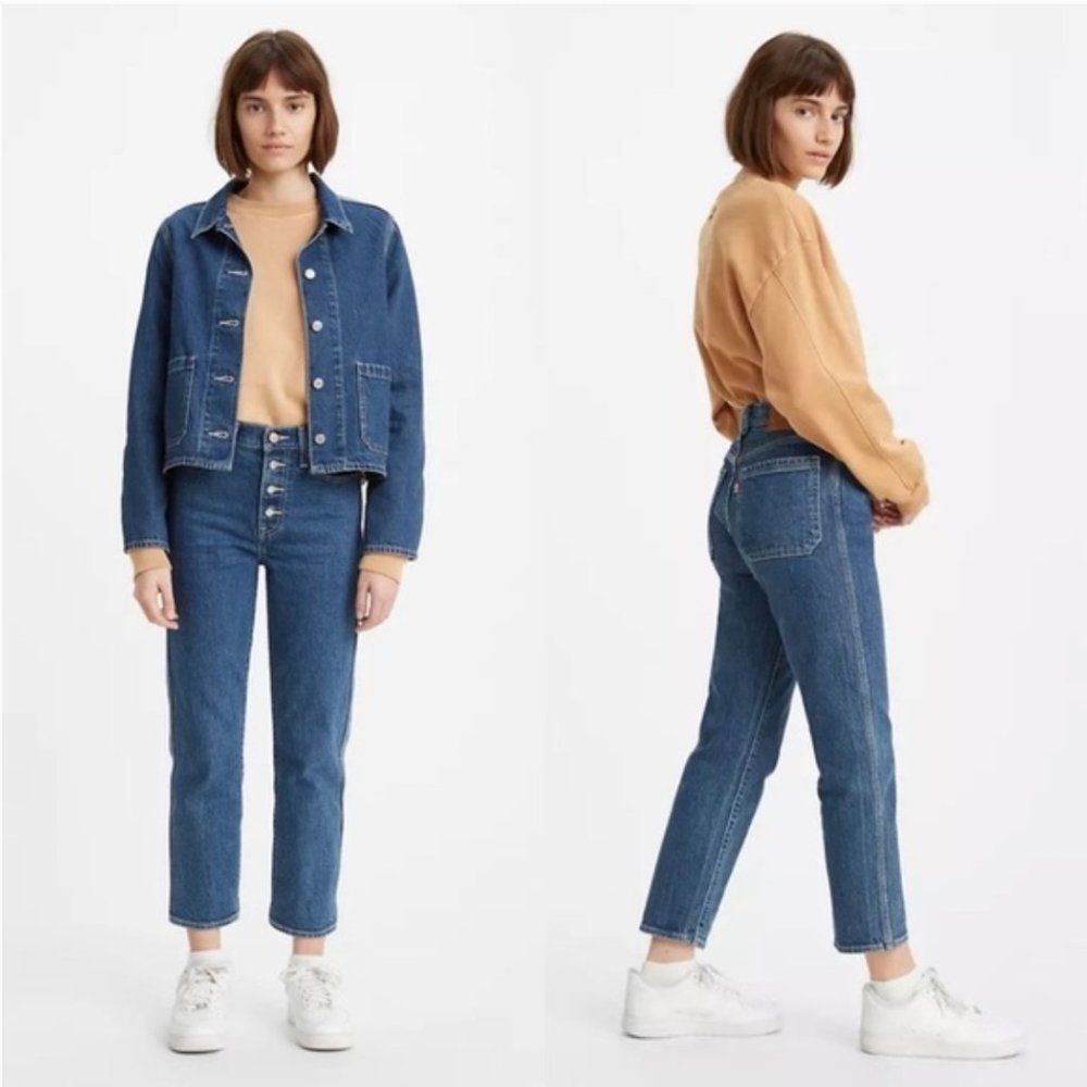 Levi's Wedgie Straight Leg Utility Jeans Sz 26 High Rise Button Fly NWT